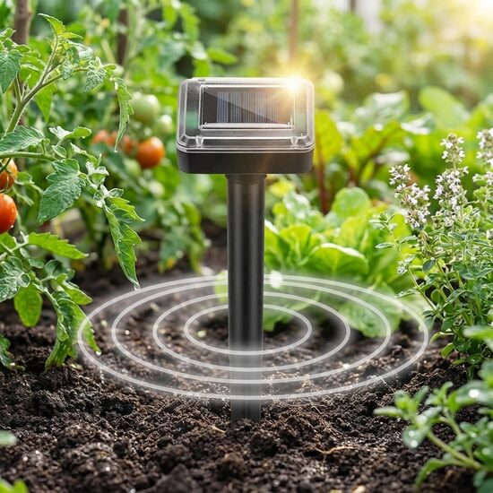 Kurmju, čūsku, grauzēju atbaidītājs ar ultraskaņu (darbojas no saules baterijām)